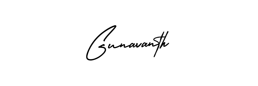 How to make Gunavanth name signature. Use AmerikaSignatureDemo-Regular style for creating short signs online. This is the latest handwritten sign. Gunavanth signature style 3 images and pictures png