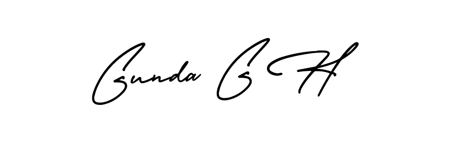 How to make Gunda G H name signature. Use AmerikaSignatureDemo-Regular style for creating short signs online. This is the latest handwritten sign. Gunda G H signature style 3 images and pictures png