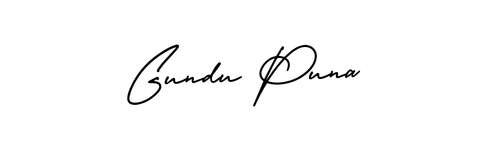 It looks lik you need a new signature style for name Gundu Puna. Design unique handwritten (AmerikaSignatureDemo-Regular) signature with our free signature maker in just a few clicks. Gundu Puna signature style 3 images and pictures png