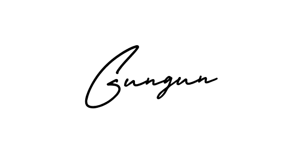 How to make Gungun name signature. Use AmerikaSignatureDemo-Regular style for creating short signs online. This is the latest handwritten sign. Gungun signature style 3 images and pictures png