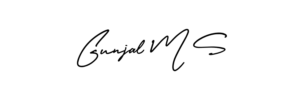 You should practise on your own different ways (AmerikaSignatureDemo-Regular) to write your name (Gunjal M S) in signature. don't let someone else do it for you. Gunjal M S signature style 3 images and pictures png