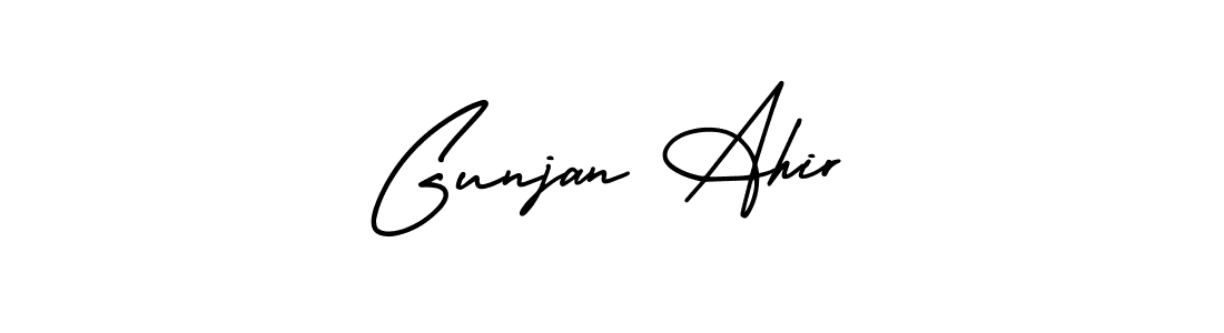 How to Draw Gunjan Ahir signature style? AmerikaSignatureDemo-Regular is a latest design signature styles for name Gunjan Ahir. Gunjan Ahir signature style 3 images and pictures png