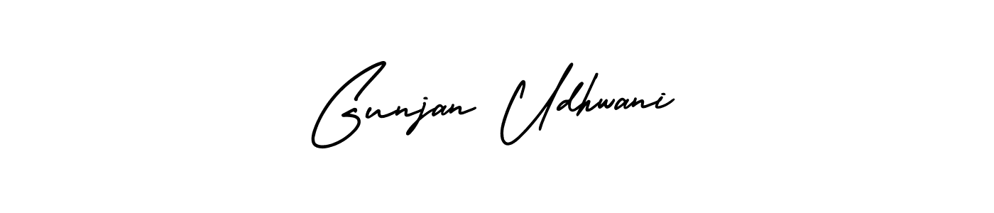 How to make Gunjan Udhwani name signature. Use AmerikaSignatureDemo-Regular style for creating short signs online. This is the latest handwritten sign. Gunjan Udhwani signature style 3 images and pictures png