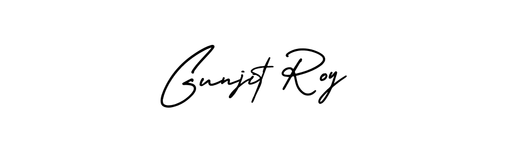 The best way (AmerikaSignatureDemo-Regular) to make a short signature is to pick only two or three words in your name. The name Gunjit Roy include a total of six letters. For converting this name. Gunjit Roy signature style 3 images and pictures png