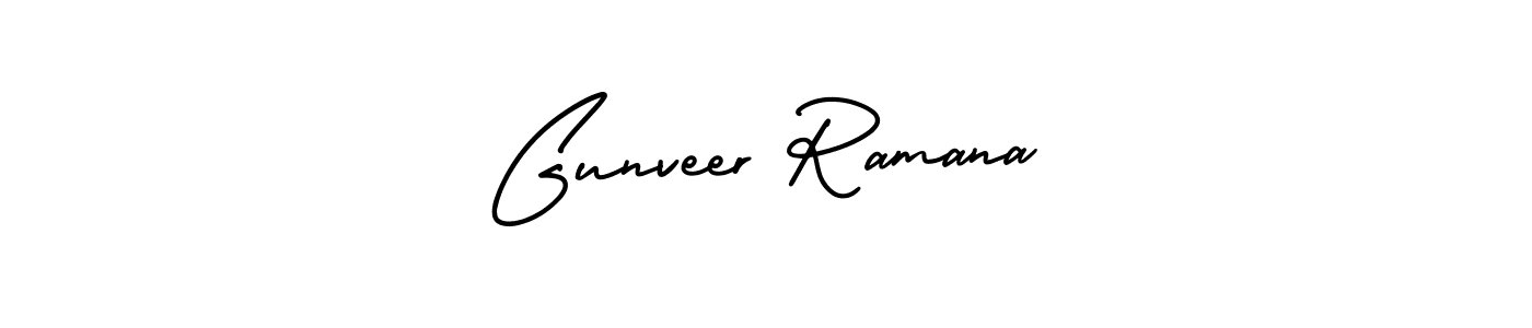 How to make Gunveer Ramana name signature. Use AmerikaSignatureDemo-Regular style for creating short signs online. This is the latest handwritten sign. Gunveer Ramana signature style 3 images and pictures png