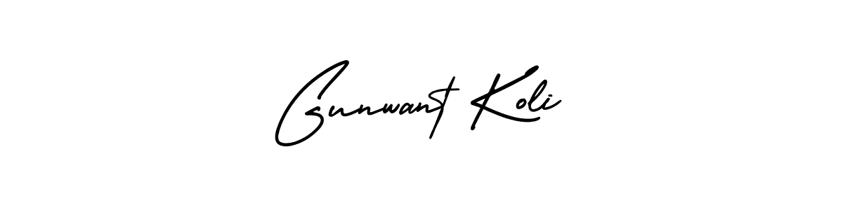 You should practise on your own different ways (AmerikaSignatureDemo-Regular) to write your name (Gunwant Koli) in signature. don't let someone else do it for you. Gunwant Koli signature style 3 images and pictures png