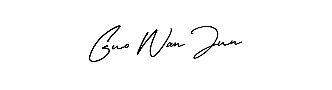 if you are searching for the best signature style for your name Guo Wan Jun. so please give up your signature search. here we have designed multiple signature styles  using AmerikaSignatureDemo-Regular. Guo Wan Jun signature style 3 images and pictures png