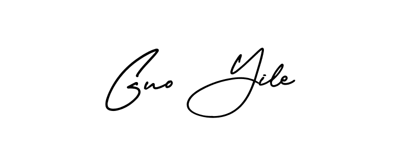 This is the best signature style for the Guo Yile name. Also you like these signature font (AmerikaSignatureDemo-Regular). Mix name signature. Guo Yile signature style 3 images and pictures png