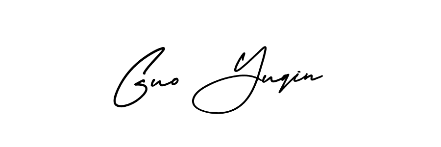 This is the best signature style for the Guo Yuqin name. Also you like these signature font (AmerikaSignatureDemo-Regular). Mix name signature. Guo Yuqin signature style 3 images and pictures png