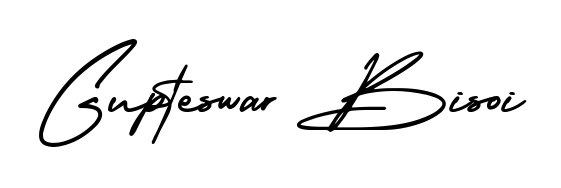 A timeless handwritten aesthetic for Gupteswar Bisoi. The AmerikaSignatureDemo-Regular font gives your signature a handcrafted feel with natural curves. Gupteswar Bisoi signature style 3 images and pictures png