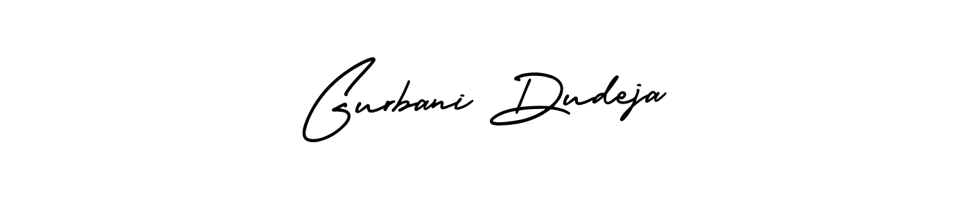 You should practise on your own different ways (AmerikaSignatureDemo-Regular) to write your name (Gurbani Dudeja) in signature. don't let someone else do it for you. Gurbani Dudeja signature style 3 images and pictures png