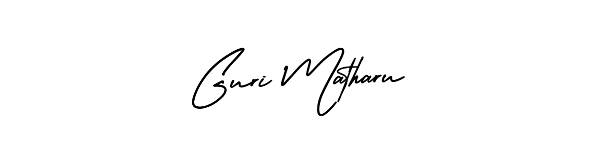 You should practise on your own different ways (AmerikaSignatureDemo-Regular) to write your name (Guri Matharu) in signature. don't let someone else do it for you. Guri Matharu signature style 3 images and pictures png
