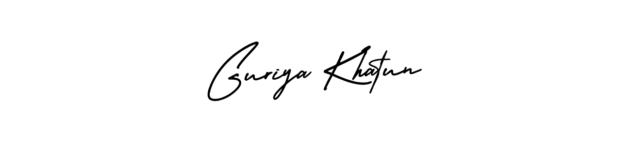 You should practise on your own different ways (AmerikaSignatureDemo-Regular) to write your name (Guriya Khatun) in signature. don't let someone else do it for you. Guriya Khatun signature style 3 images and pictures png