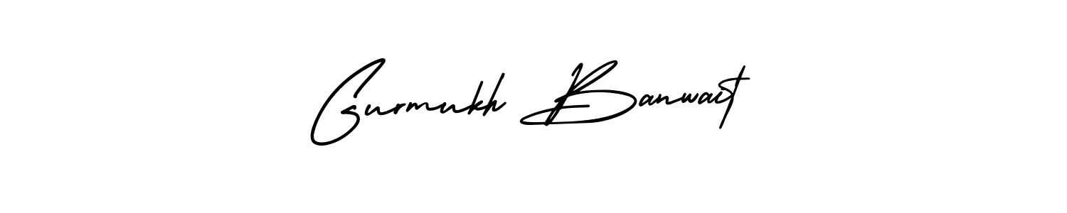 The best way (AmerikaSignatureDemo-Regular) to make a short signature is to pick only two or three words in your name. The name Gurmukh Banwait include a total of six letters. For converting this name. Gurmukh Banwait signature style 3 images and pictures png