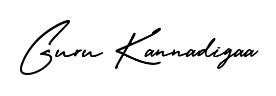 Practice writing Guru Kannadigaa with the flow of AmerikaSignatureDemo-Regular lettering. A fantastic source of inspiration for developing your personal signature style. Guru Kannadigaa signature style 3 images and pictures png