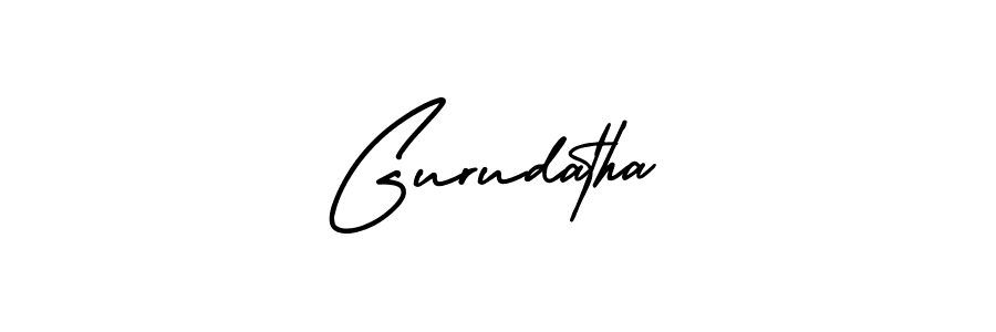 The best way (AmerikaSignatureDemo-Regular) to make a short signature is to pick only two or three words in your name. The name Gurudatha include a total of six letters. For converting this name. Gurudatha signature style 3 images and pictures png