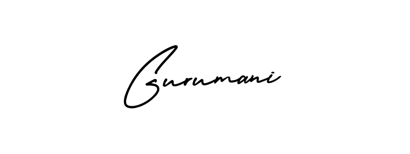 How to make Gurumani name signature. Use AmerikaSignatureDemo-Regular style for creating short signs online. This is the latest handwritten sign. Gurumani signature style 3 images and pictures png