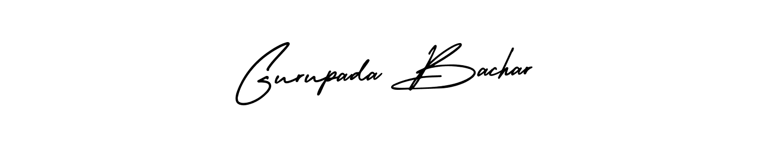The best way (AmerikaSignatureDemo-Regular) to make a short signature is to pick only two or three words in your name. The name Gurupada Bachar include a total of six letters. For converting this name. Gurupada Bachar signature style 3 images and pictures png
