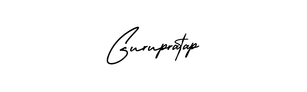 You should practise on your own different ways (AmerikaSignatureDemo-Regular) to write your name (Gurupratap) in signature. don't let someone else do it for you. Gurupratap signature style 3 images and pictures png