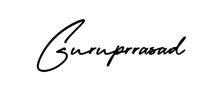 A sleek calligraphic signature for name Guruprrasad utilizing AmerikaSignatureDemo-Regular styling. Great for adding personal signatures to photos and art. Guruprrasad signature style 3 images and pictures png