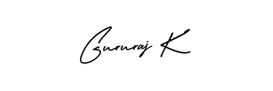 The best way (AmerikaSignatureDemo-Regular) to make a short signature is to pick only two or three words in your name. The name Gururaj K include a total of six letters. For converting this name. Gururaj K signature style 3 images and pictures png