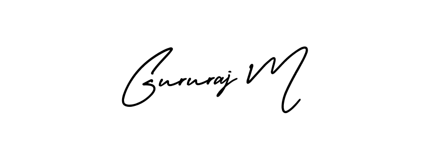 You should practise on your own different ways (AmerikaSignatureDemo-Regular) to write your name (Gururaj M) in signature. don't let someone else do it for you. Gururaj M signature style 3 images and pictures png