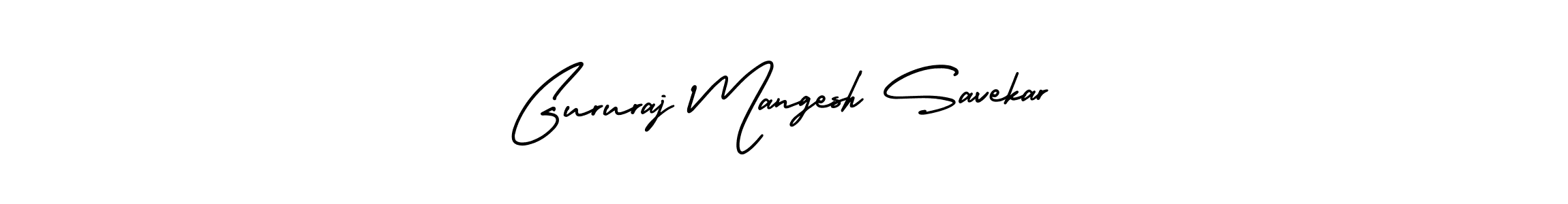 The best way (AmerikaSignatureDemo-Regular) to make a short signature is to pick only two or three words in your name. The name Gururaj Mangesh Savekar include a total of six letters. For converting this name. Gururaj Mangesh Savekar signature style 3 images and pictures png