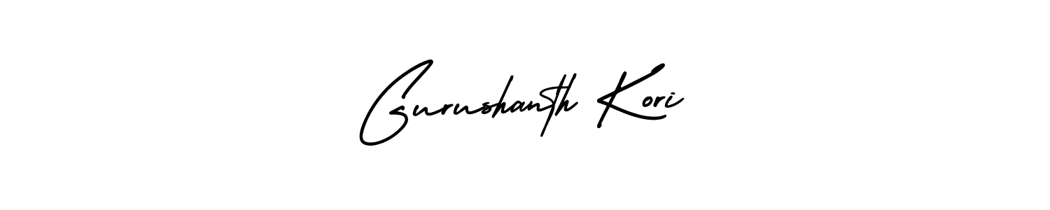 You should practise on your own different ways (AmerikaSignatureDemo-Regular) to write your name (Gurushanth Kori) in signature. don't let someone else do it for you. Gurushanth Kori signature style 3 images and pictures png