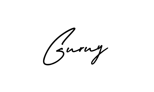 How to make Guruy name signature. Use AmerikaSignatureDemo-Regular style for creating short signs online. This is the latest handwritten sign. Guruy signature style 3 images and pictures png