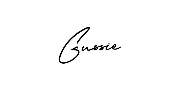 The best way (AmerikaSignatureDemo-Regular) to make a short signature is to pick only two or three words in your name. The name Gussie include a total of six letters. For converting this name. Gussie signature style 3 images and pictures png