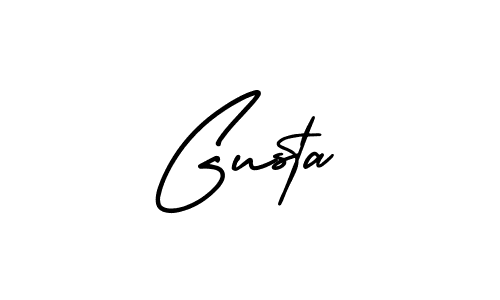 You should practise on your own different ways (AmerikaSignatureDemo-Regular) to write your name (Gusta) in signature. don't let someone else do it for you. Gusta signature style 3 images and pictures png
