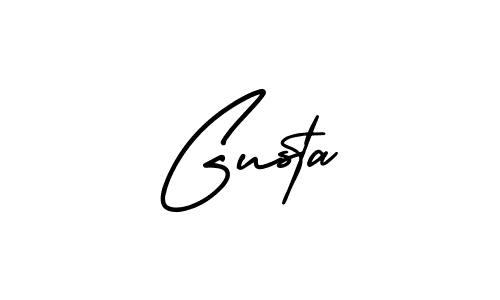 You should practise on your own different ways (AmerikaSignatureDemo-Regular) to write your name (Gusta) in signature. don't let someone else do it for you. Gusta signature style 3 images and pictures png