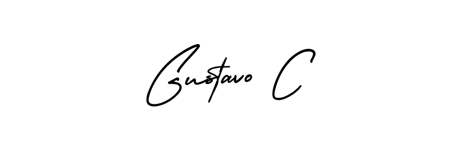 You should practise on your own different ways (AmerikaSignatureDemo-Regular) to write your name (Gustavo C) in signature. don't let someone else do it for you. Gustavo C signature style 3 images and pictures png