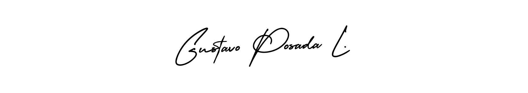 How to make Gustavo Posada L. name signature. Use AmerikaSignatureDemo-Regular style for creating short signs online. This is the latest handwritten sign. Gustavo Posada L. signature style 3 images and pictures png