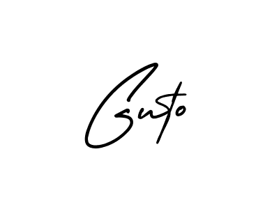 You should practise on your own different ways (AmerikaSignatureDemo-Regular) to write your name (Guto) in signature. don't let someone else do it for you. Guto signature style 3 images and pictures png