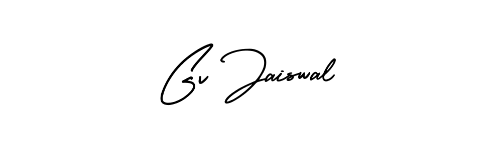 The best way (AmerikaSignatureDemo-Regular) to make a short signature is to pick only two or three words in your name. The name Gv Jaiswal include a total of six letters. For converting this name. Gv Jaiswal signature style 3 images and pictures png