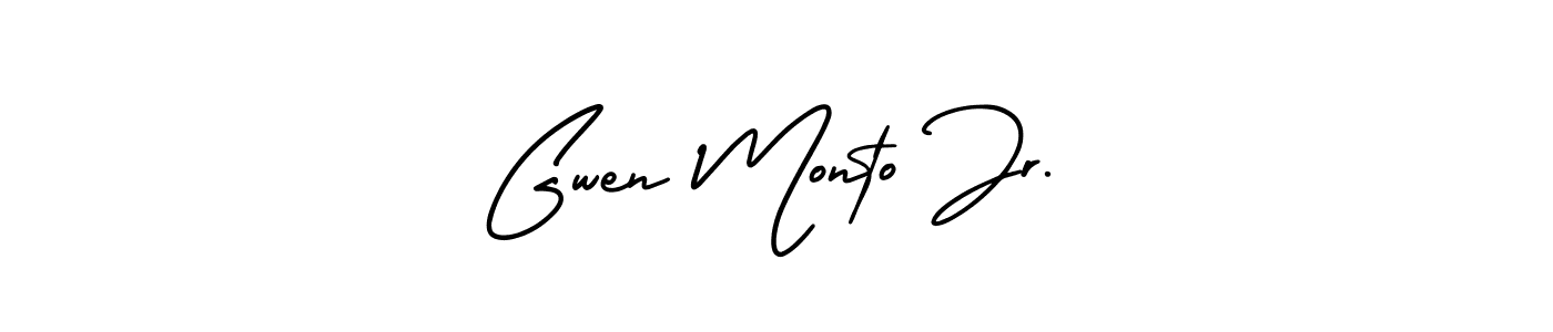 Gwen Monto Jr. stylish signature style. Best Handwritten Sign (AmerikaSignatureDemo-Regular) for my name. Handwritten Signature Collection Ideas for my name Gwen Monto Jr.. Gwen Monto Jr. signature style 3 images and pictures png