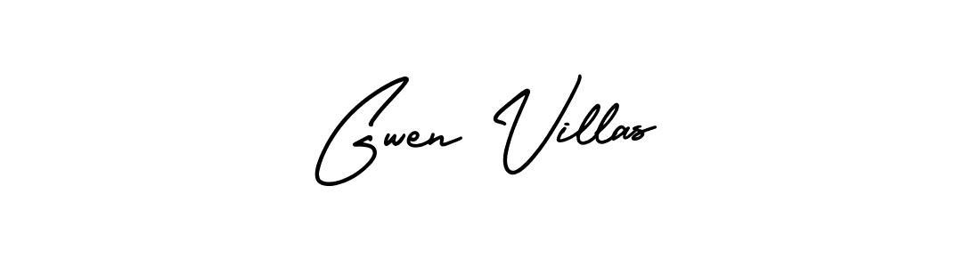 How to make Gwen Villas name signature. Use AmerikaSignatureDemo-Regular style for creating short signs online. This is the latest handwritten sign. Gwen Villas signature style 3 images and pictures png