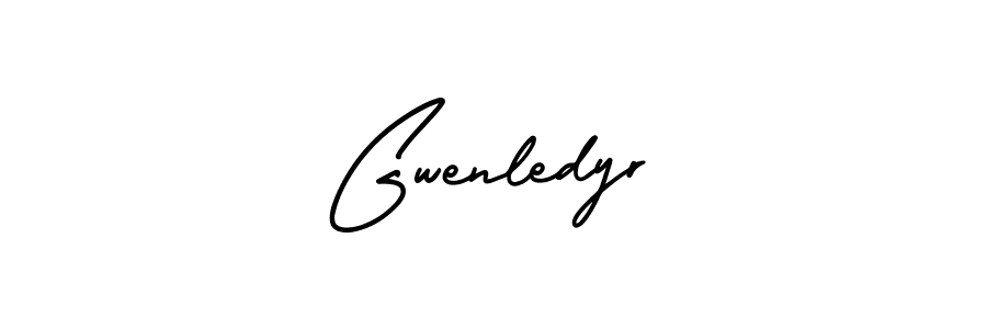 You should practise on your own different ways (AmerikaSignatureDemo-Regular) to write your name (Gwenledyr) in signature. don't let someone else do it for you. Gwenledyr signature style 3 images and pictures png