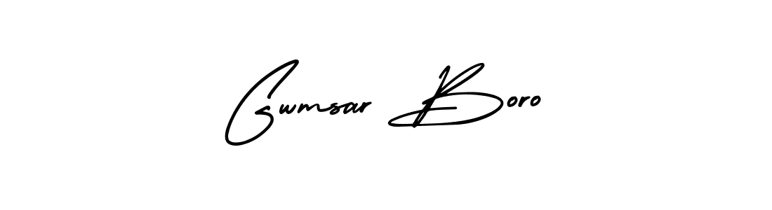 How to make Gwmsar Boro name signature. Use AmerikaSignatureDemo-Regular style for creating short signs online. This is the latest handwritten sign. Gwmsar Boro signature style 3 images and pictures png
