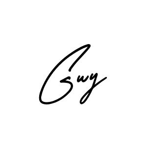 How to make Gwy name signature. Use AmerikaSignatureDemo-Regular style for creating short signs online. This is the latest handwritten sign. Gwy signature style 3 images and pictures png