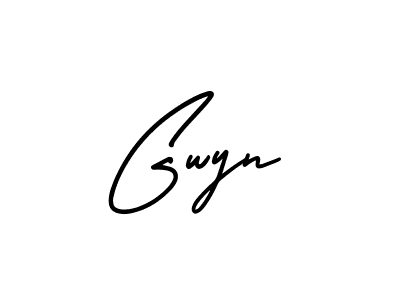 How to make Gwyn name signature. Use AmerikaSignatureDemo-Regular style for creating short signs online. This is the latest handwritten sign. Gwyn signature style 3 images and pictures png