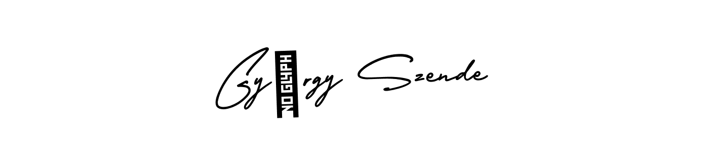 Use a signature maker to create a handwritten signature online. With this signature software, you can design (AmerikaSignatureDemo-Regular) your own signature for name György Szende. György Szende signature style 3 images and pictures png