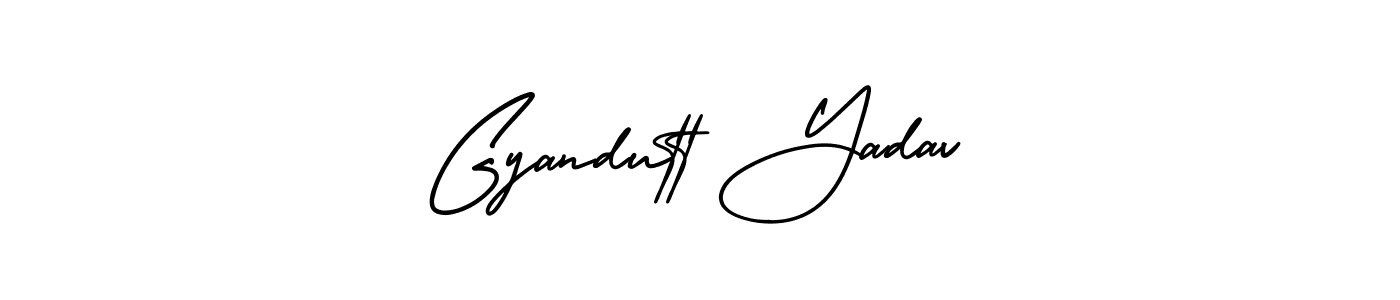 You should practise on your own different ways (AmerikaSignatureDemo-Regular) to write your name (Gyandutt Yadav) in signature. don't let someone else do it for you. Gyandutt Yadav signature style 3 images and pictures png
