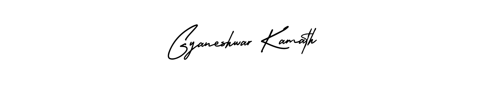 You should practise on your own different ways (AmerikaSignatureDemo-Regular) to write your name (Gyaneshwar Kamath) in signature. don't let someone else do it for you. Gyaneshwar Kamath signature style 3 images and pictures png