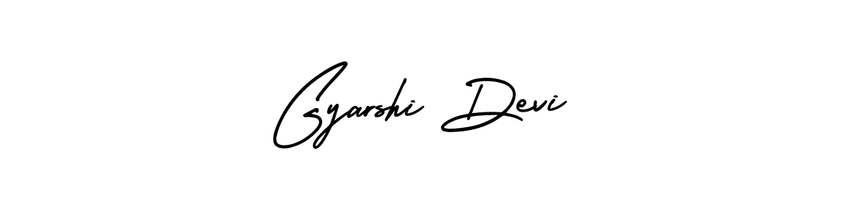 The best way (AmerikaSignatureDemo-Regular) to make a short signature is to pick only two or three words in your name. The name Gyarshi Devi include a total of six letters. For converting this name. Gyarshi Devi signature style 3 images and pictures png