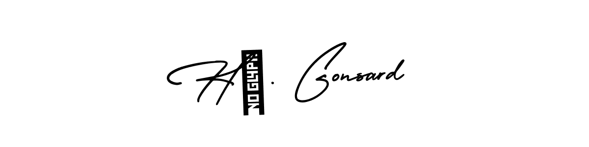 The best way (AmerikaSignatureDemo-Regular) to make a short signature is to pick only two or three words in your name. The name Hé. Gonsard include a total of six letters. For converting this name. Hé. Gonsard signature style 3 images and pictures png