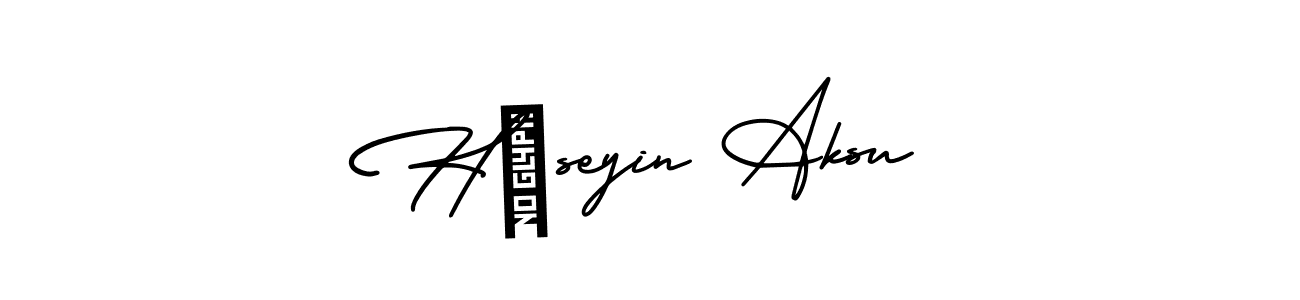 The best way (AmerikaSignatureDemo-Regular) to make a short signature is to pick only two or three words in your name. The name Hüseyin Aksu include a total of six letters. For converting this name. Hüseyin Aksu signature style 3 images and pictures png