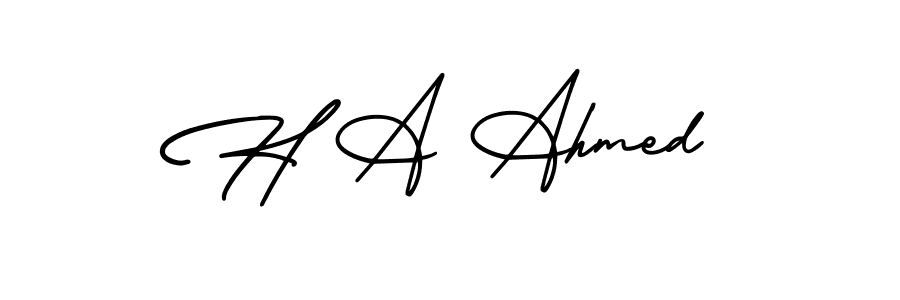 Make a beautiful signature design for name H A Ahmed. With this signature (AmerikaSignatureDemo-Regular) style, you can create a handwritten signature for free. H A Ahmed signature style 3 images and pictures png