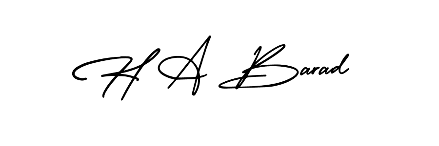 You should practise on your own different ways (AmerikaSignatureDemo-Regular) to write your name (H A Barad) in signature. don't let someone else do it for you. H A Barad signature style 3 images and pictures png